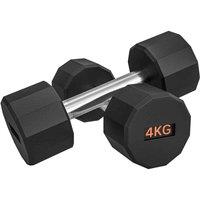 Sportnow Dumbbells Weights Set With 12-sided Shape And Non-slip Grip, 2 X 4Kg, Black