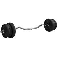 Sportnow 25Kg Adjustable Barbell Weights Set For Home Gym Strength Training, Black