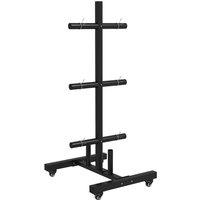 Sportnow Olympic Weight Plate Rack With 4 Wheels And 6 Fasten Clamps, Black