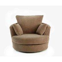 Luxury Life Dylan Jumbo Cord Fabric Swivel Chair Armchair In Coffee, Brown