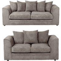 Luxury Life Dylan Jumbo Cord 3 2 Seater Fabric Sofa In Grey, Grey