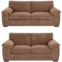 Luxury Life Amalfi Jumbo Cord 3 2 Seater Fabric Sofa In Coffee, Brown