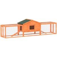 PawHut Wooden Rabbit Hutch Guinea Pig Hutch, Orange, 309 X 70 X 87cm, Orange