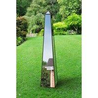 Mirroroutlet Obelisk - Black Metal Edged Mirrored Garden Ornament 59'' x 12'' x 12'' (150cm x 30cm x 30cm), Black