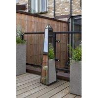 Mirroroutlet Obelisk - Black Metal Edged Mirrored Garden Ornament 39'' x 8'' x 8'' (100cm x 20cm x 20cm), Black