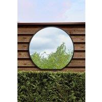 Mirroroutlet Circulus - Black Framed Flat Bottom Circular Garden Wall Mirror - 41'' x 39'' (105cm x 100cm), Black