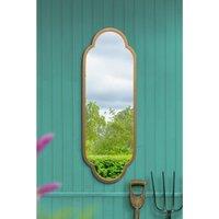 Mirroroutlet Duplici - Gold Metal Framed Double Arched Oval Garden Wall Mirror 40'' x 14'' (102cm x 35.5cm), Gold