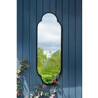 MirrorOutlet Mirroroutle Duplici - Black Metal Framed Double Arched Oval Garden Wall Mirror 59'' x 20'' (150cm x 52cm), Black