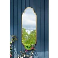 Mirroroutlet Duplici - Gold Metal Framed Double Arched Oval Garden Wall Mirror 59'' x 20'' (150cm x 52cm), Gold