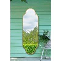 Mirroroutlet Duplici - Gold Metal Framed Double Arched Oval Garden Wall Mirror 67'' x 23'' (170cm x 59M), Gold