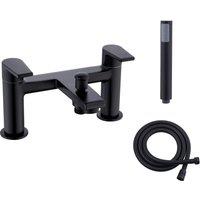 Vurtu Anstey Bath Shower Mixer 1 4 Turn Dual Lever Ceramic Disc High Low Water Pressure 240 h X 220 w Black 628517, Black