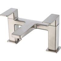 Vurtu Barkway Bath Filler 1 4 Turn Dual Lever Ceramic Disc High Low Water Pressure 240 h X 220 w Brushed Nickel 628529, Grey