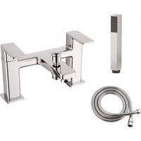 Vurtu Barkway Bath Shower Mixer 1 4 Turn Dual Lever Ceramic Disc High Low Water Pressure 240 h X 220 w Brushed Nickel 628531, Grey