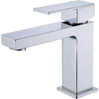 Vurtu Blade Basin Mixer 1 4 Turn Single Lever Ceramic Disc High Low Water Pressure 143 h X 48 w Chrome 641361, Silver