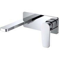 Vurtu Minerva Square Plate Wall Mounted Basin Bath Filler 1 4 Turn Single Lever Ceramic Disc High Low Water Pressure 129 h X 200 w Chrome 261702, Silver