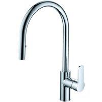 Vurtu Aphrodite C Shape Pull Out Single Lever Tap 416 h X 107 w Chrome 492904, Silver