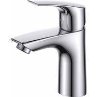 Vurtu Hera Basin Mixer 1 4 Turn Single Lever Ceramic Disc High Low Water Pressure 160 h X 47 w Chrome 571101, Silver
