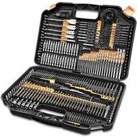 246Pc Combination Drill Bit Set Hss Masonry And Wood Drill Bits, Multi