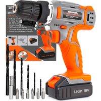 13Pc Cordless Drill Driver 18 20V Max Li-ion Accessory Drill Bit Set - Battery And Charger Included, Orange