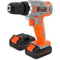 13Pc Cordless Drill Driver 18 20V Max Li-ion Accessory Drill Bit Set - 2 Batteries And 1 Charger Included, Orange