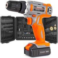 Cordless Drill Driver 18 20V Max Li-ion Accessory Drill Bit Set 89Pc Kit Carry Case Battery And Charger Included, Orange
