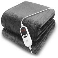 Purus Heated Throw Electric 160 X 120Cm 9 Heat Settings And Timer - Grey, Grey