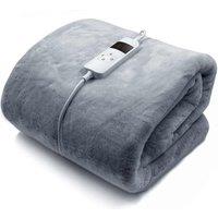 Purus Electric Heated Throw 160 X 130Cm Faux Fur 9 Heat Settings And Timer - Dark Grey, Grey