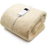 Purus Electric Heated Throw 160 X 130Cm Faux Fur 9 Heat Settings And Timer - Natural Cream, Cream