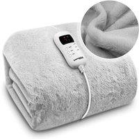 Dreamcatcher Electric Heated Fur Throw 160 X 120Cm 9 Heat Settings And Timer - Light Grey, Grey