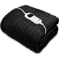 Dreamcatcher Heated Electric Soft Throw 160 X 120Cm 9 Heat Settings And Timer - Black, Black