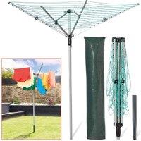 Home Treats Rotary Airer 40M Clothes Line 4 Arm Outdoor Washing Line Ground Spike & Cover, Silver