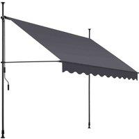 Tectake Awning - Retractable, Clamp, No-drill Installation Required, Black