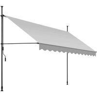 Tectake Awning - Retractable, Clamp, No-drill Installation Required, Grey