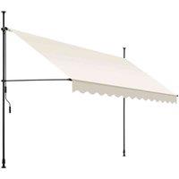 Tectake Awning - Retractable, Clamp, No-drill Installation Required, Cream