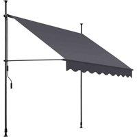 Tectake Awning - Retractable, Clamp, No-drill Installation Required, Black