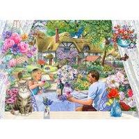 The House Of Puzzles Enjoying The Garden Big 500 Piece Jigsaw Puzzle, Multi