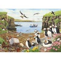 The House Of Puzzles Puffin Parade Big 500 Piece Jigsaw Puzzle, Multi