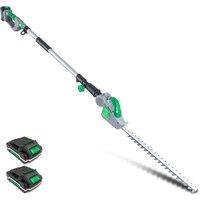 Gracious Gardens Cordless 18V Long Reach Telescopic Hedge Trimmer w/ 2 Batteries And 1 Charger
