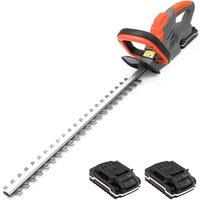 Terratek Cordless 20V Hedge Trimmer 1Hr Fast Charge - 2 Batteries And 1 Charger Included, Orange