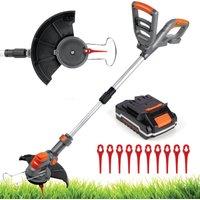 Terratek Cordless 20V Grass Strimmer - 10 Blades Battery And Charger Included, Orange