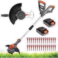 Terratek Cordless 20V Grass Strimmer Bundle - 30 Blades 2 Batteries And 1 Charger Included, Orange
