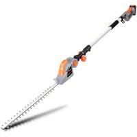 Terratek 20V Cordless Hedge Trimmer 2.4m Long Reach Telescopic Pole Cutter - Battery And Charger Included, Grey