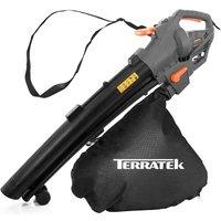 Terratek Leaf blower Garden Vacuum and Shredder, 35L Leaf Collection Bag, 3000W