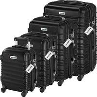 Tectake Suitcase Set Mila - 4 Hard-shell Cases Made Of Robust Abs Plastic Including Luggage Scales And Tags, Black