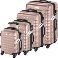 Tectake Suitcase Set Mila - 4 Hard-shell Cases Made Of Robust Abs Plastic Including Luggage Scales And Tags, Gold