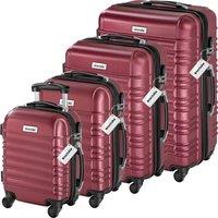 Tectake Suitcase Set Mila - 4 Hard-shell Cases Made Of Robust Abs Plastic Including Luggage Scales And Tags, Red