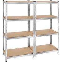 Tectake Garage Shelving Unit Set Of 2 - Heavy Duty, 4 Tier, Brown