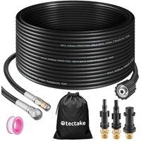 Tectake Drain Cleaning Hose Set Including 2 Nozzles & 3 Adapters, Black