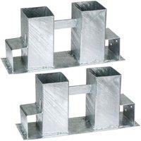 Tectake Log Holder Brackets, Galvanised, 2 Piece, Silver