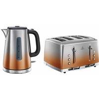 Russell Hobbs Eclipse Kettle & 4 Slice Toaster Copper Sunset 25113BU, Orange
